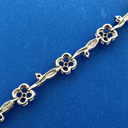 Designer 925 Sterling Silver Ruby Floral Vine July Anniversary Tennis Bracelet