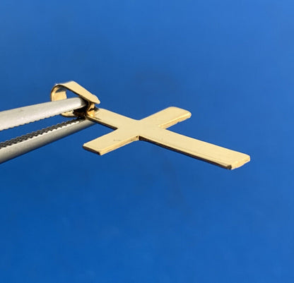 Minimalist 14K Yellow Gold Polished Cross Religious Easter Communion Pendant