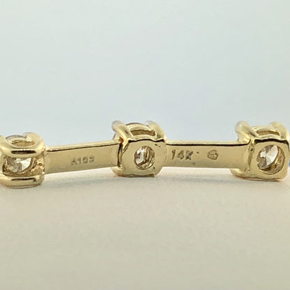 14K Yellow Gold Diamond Infinity Eternity Bridal Anniversary Bar Drop Pendant