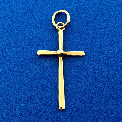 Modernist 10K Yellow Gold Polished Cross Religious Easter Charm Pendant