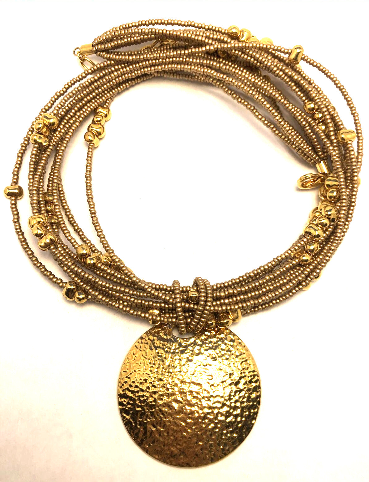 Joan Rivers Gold Tone Beaded 10-Strand Metal Disc Statement Necklace