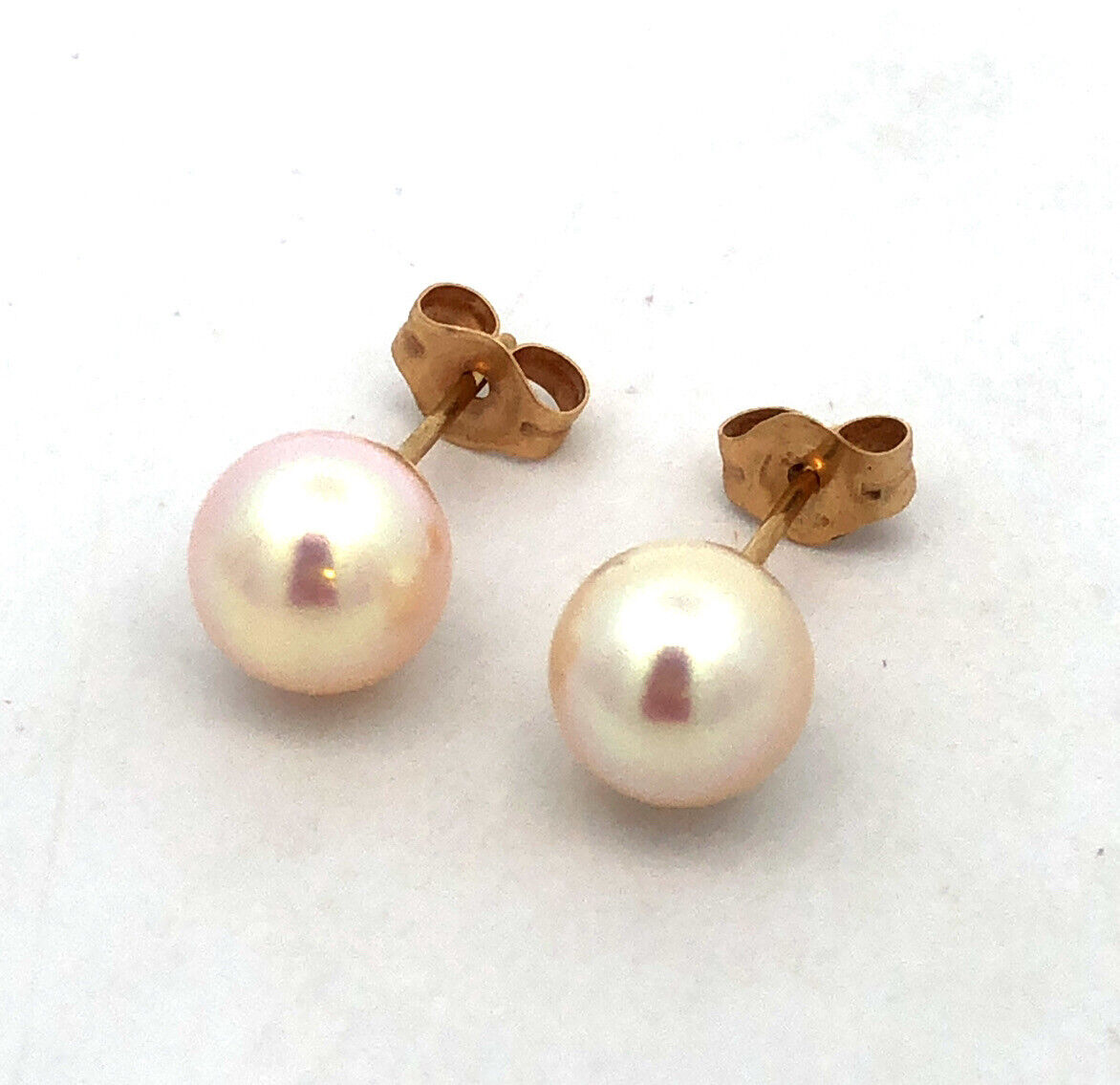 Designer 14K Yellow Gold Round Pearl Ball Stud Earrings