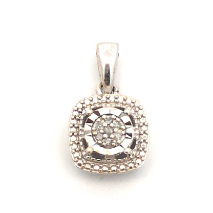 Designer 925 Sterling Silver Diamond Cluster Illusion Halo Setting Charm Pendant