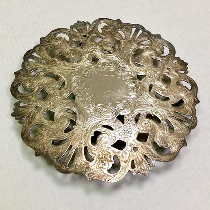 Retro Leonard Silver Co Silver Electroplated Floral Scroll Cut Out Food Trivet