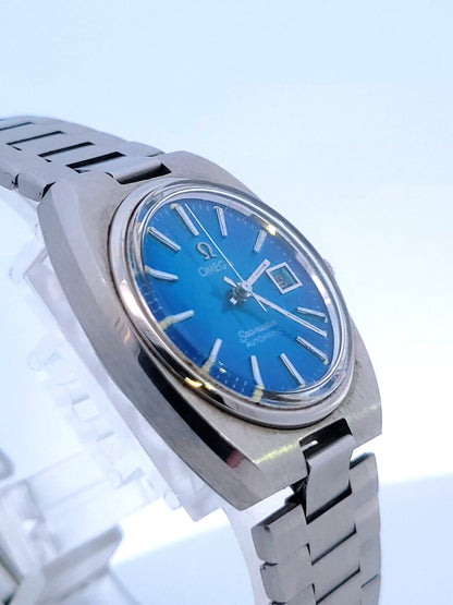 Omega Seamaster Automatic Date Stainless Steel 27mm Blue Dial Vintage Watch