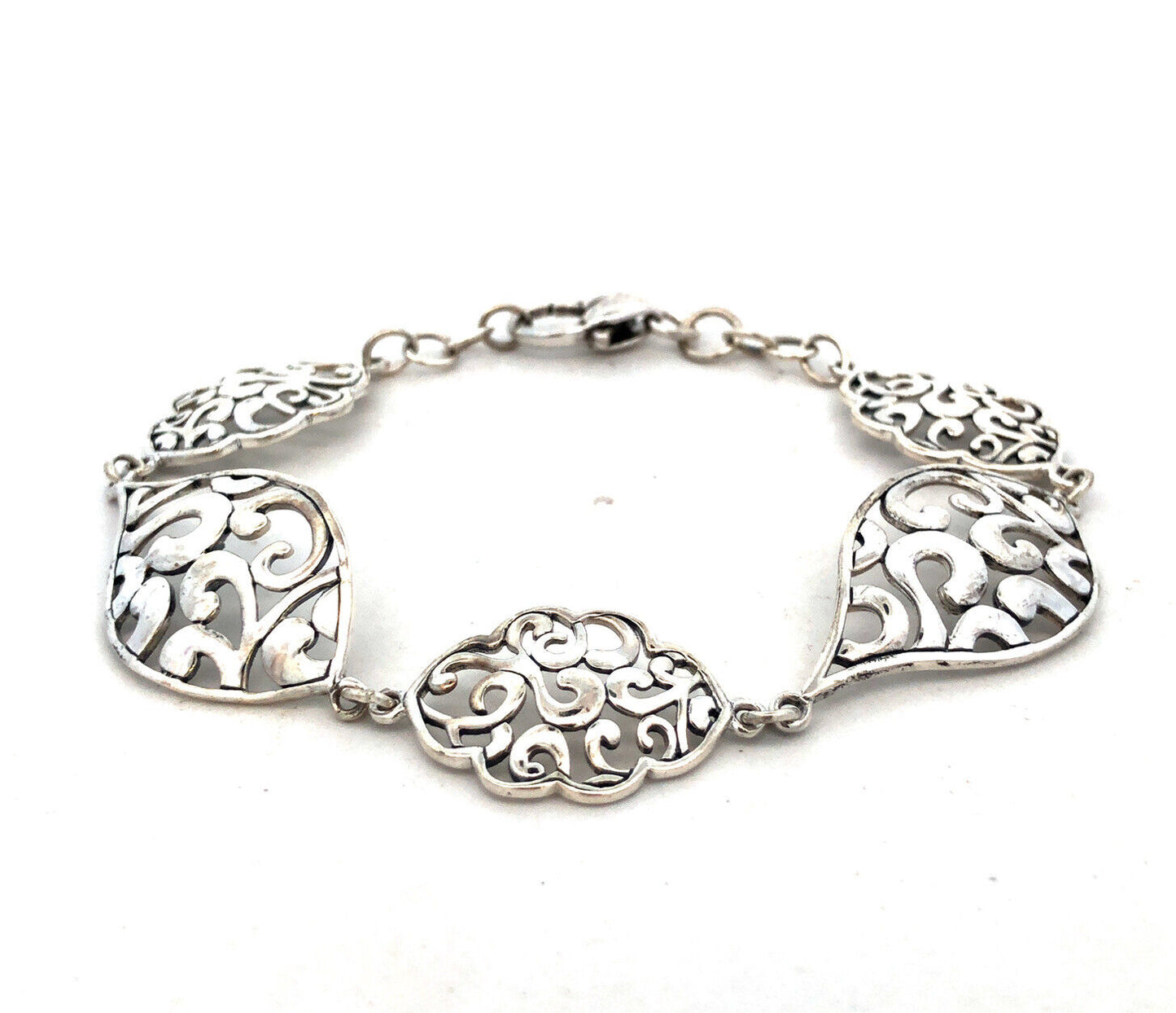 Designer 925 Sterling Silver Filigree Swirl Panel Bracelet