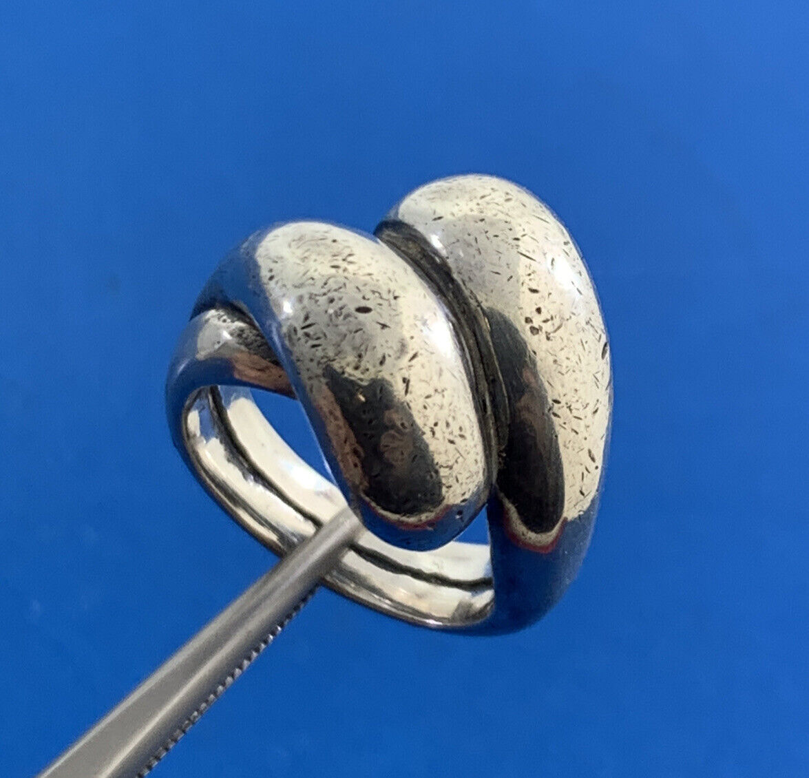 Modernist 925 Sterling Silver Statement Size 6 Bypass Dome Ring