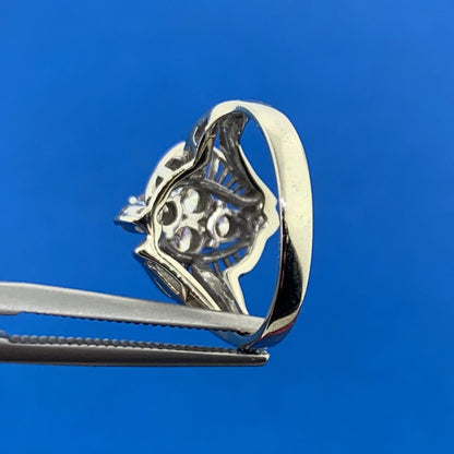 Retro 14K White Gold Diamond Waterfall Modernist Engagement Cocktail Sz 4 Ring