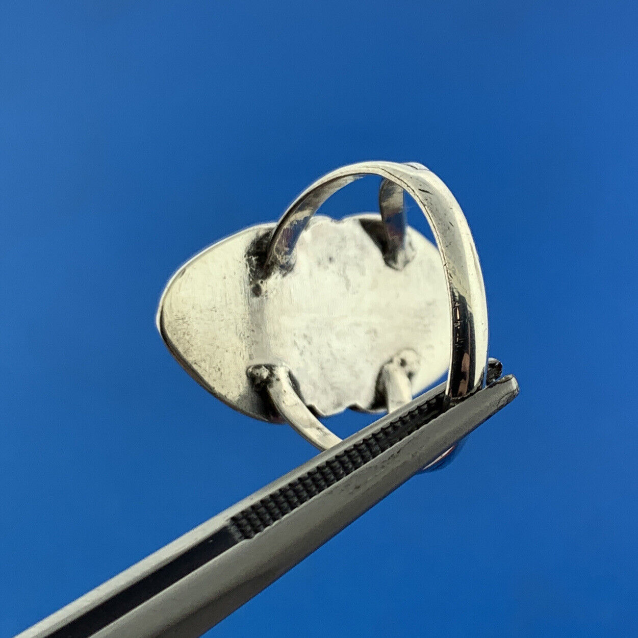 Stunning Sterling Silver 925 Cabochon Green Onyx Leaf Finger Ring Size 6.25