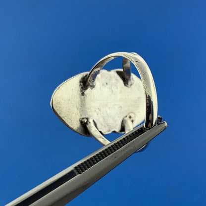 Stunning Sterling Silver 925 Cabochon Green Onyx Leaf Finger Ring Size 6.25