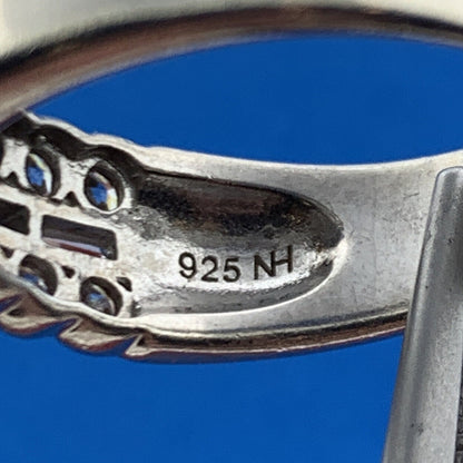 Designer 925 Sterling Silver Solitaire Cubic Zirconia w/Accents Statement Ring