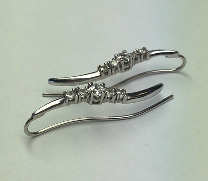 Designer Elegant 14K White Gold Cubic Zirconia Infinity Drop Dangle Earrings