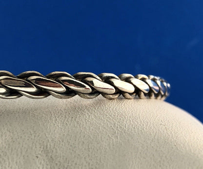 Vintage Mexico Taxco Sterling Silver 925 Ribbed Wave Lock Bangle Bracelet