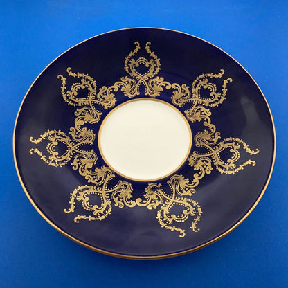 Aynsley English Bone China Cobalt Blue Gold Fruit Vine Tea Cup/Saucer