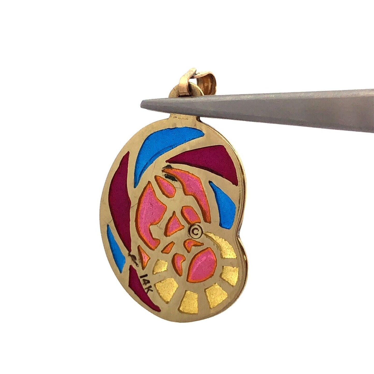 Antique Plique-A-Jour 14K Yellow Gold Mother And Child Madonna Pendant