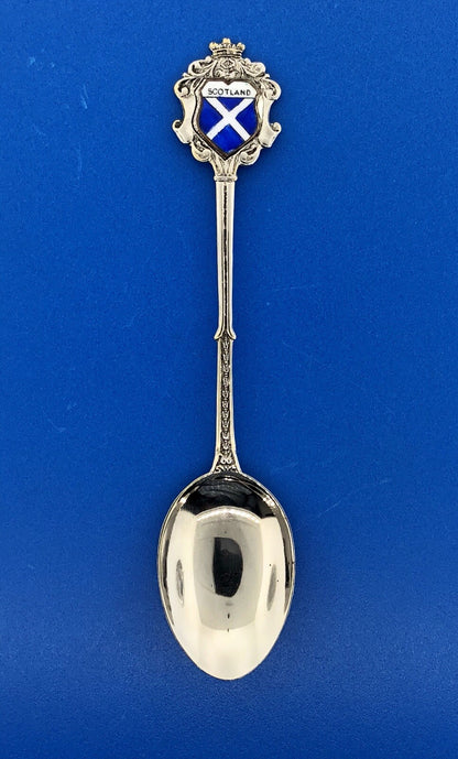 Vintage Foreing EPNS Enamel Silver Tone Scotland Souvenir Spoon