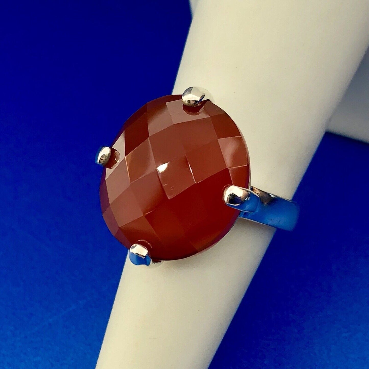 Designer Whitney Kelly WK 925 Sterling Silver Carnelian Solitaire Statement Ring