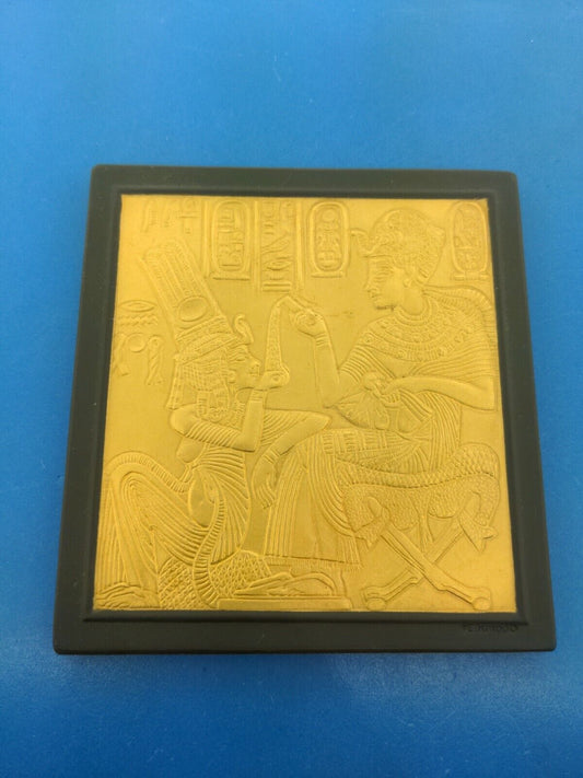 Wedgwood "Beloved of The Great Enchantress" Black Basalt Gilded Egyptian Plaque