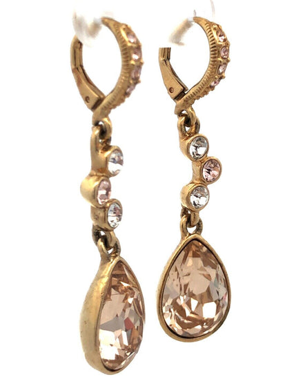 Givenchy Gold Tone Cubic Zirconia CZ Leverback Drop Dangle Statement Earrings