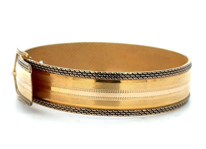 Vintage Hayward 10K Yellow Gold-Filled Belt Buckle Textured Bangle Bracelet