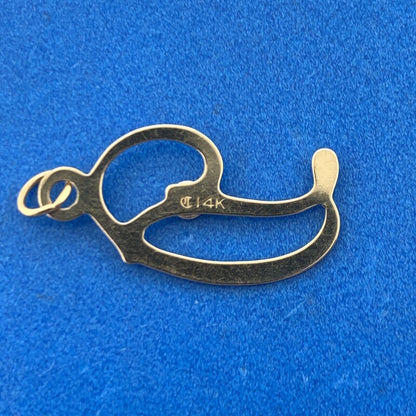 Designer 14K Yellow White Gold Diamond Script D Monogram Letter Charm Pendant