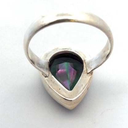 925 Sterling Silver Pear Multicolored CZ Solitaire Statement Ring