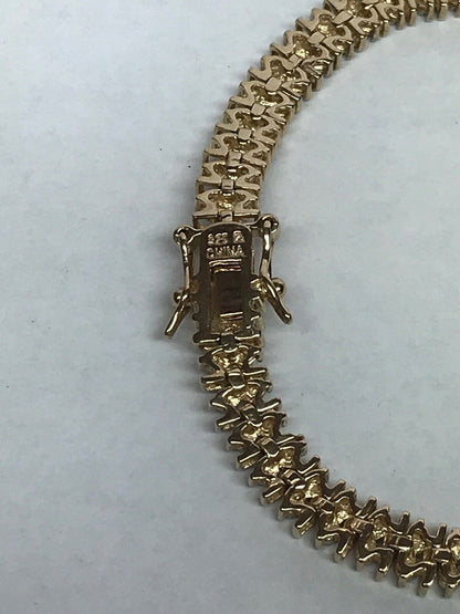 Vintage Sterling Silver 925 Vermeil Diamond Illusion Link Tennis Bracelet S184