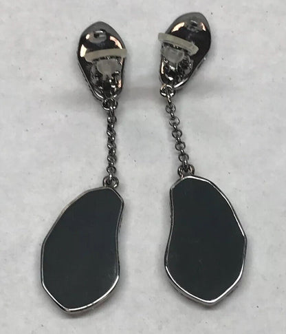 Vintage Swarovski Obsidian Crystal Modernist Free Form Clip Earrings Box