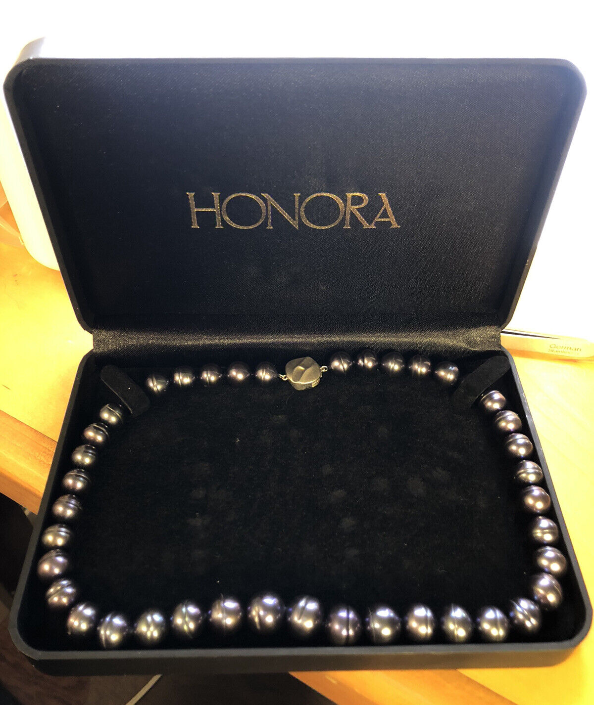 Honora 925 Sterling Silver Black Tahitian Pearl Statement Choker Necklace