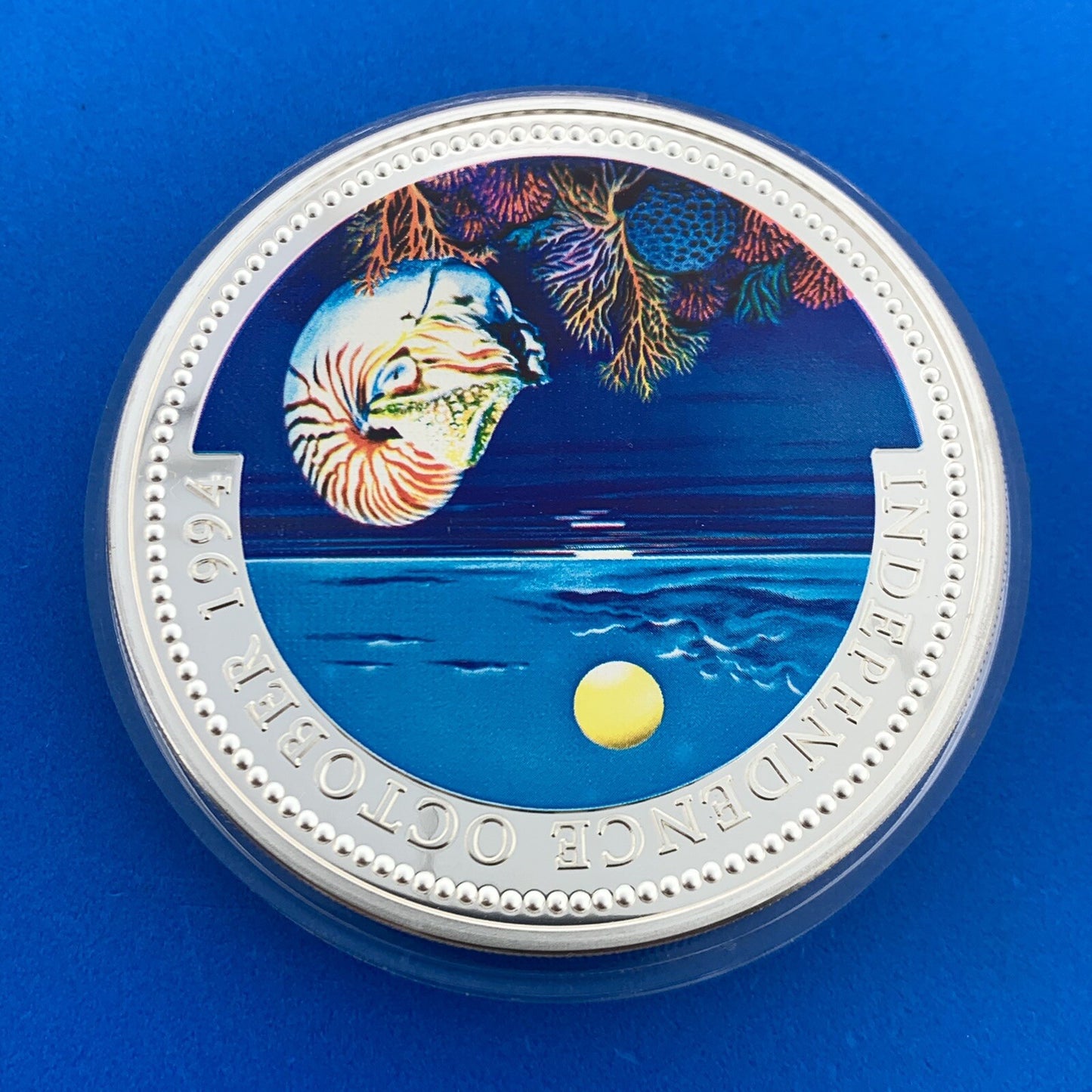 1994 Republic Palau $20 5 Oz Silver Independence Colorized Proof Coin Low Mntg