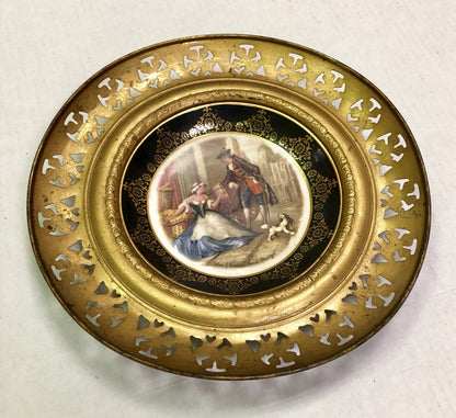 Vintage Regency Bone China England "Sweet Oranges" Brass Encased Wall Plate