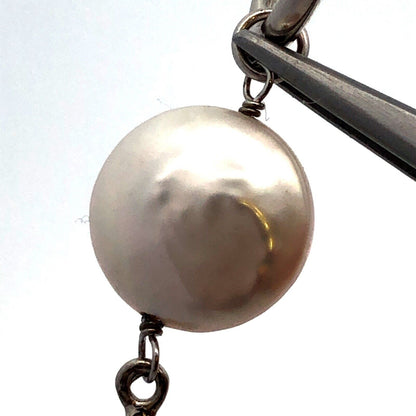 925 Sterling Silver Round Filigree Pearl Dangle Hoop Earrings