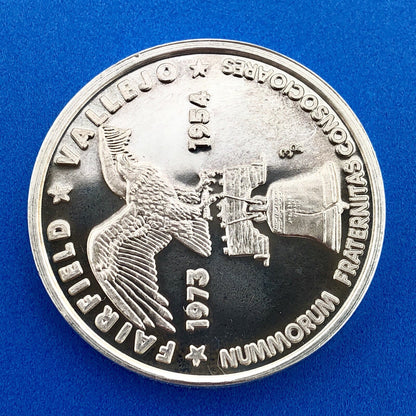 1973 Fairfield CA/Vallejo CA Coin Club 10 Year Anniv One Ounce .999 Silver Round