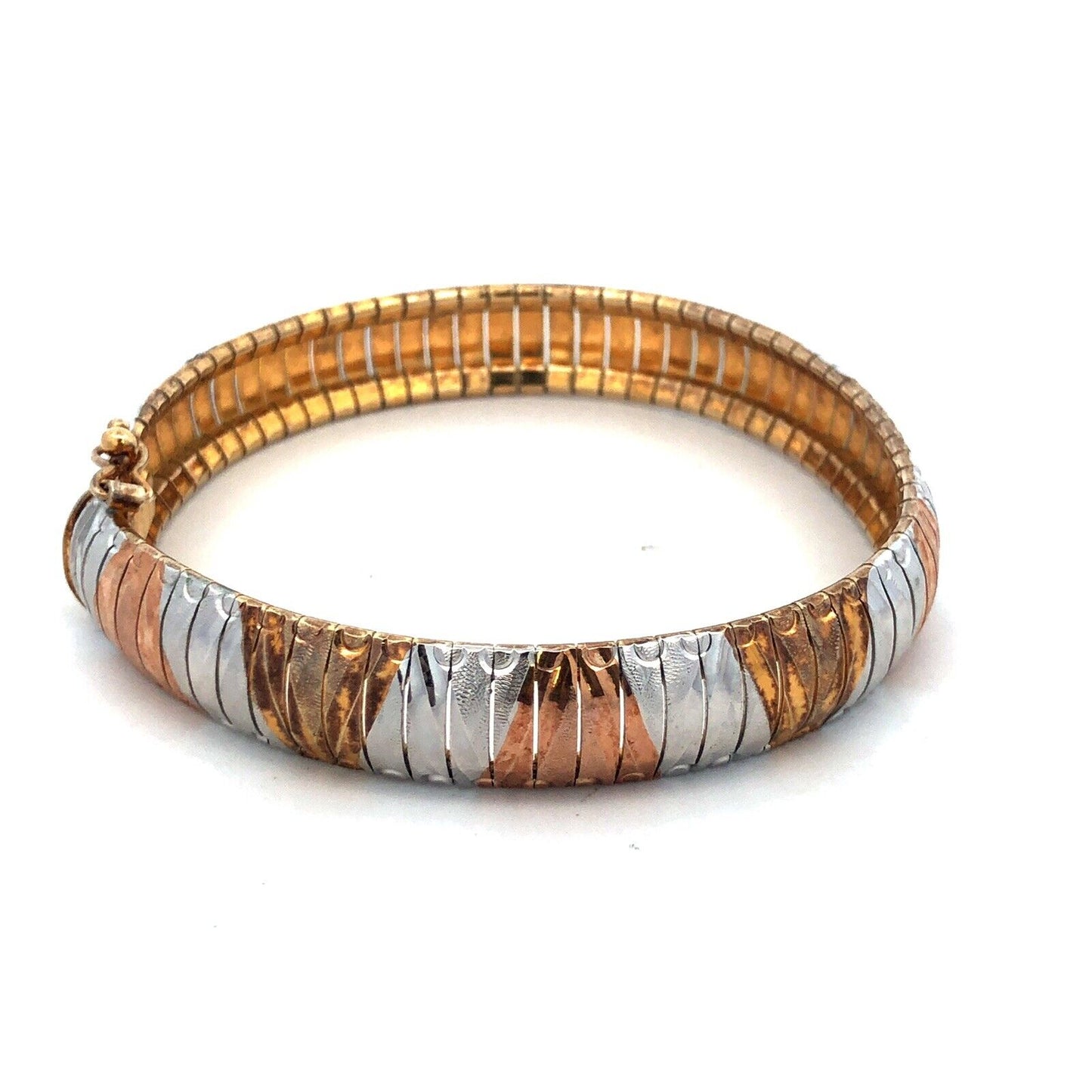 Designer Milor Italy 925 Sterling Silver Vermeil Gold Rose Gold Chain Bracelet