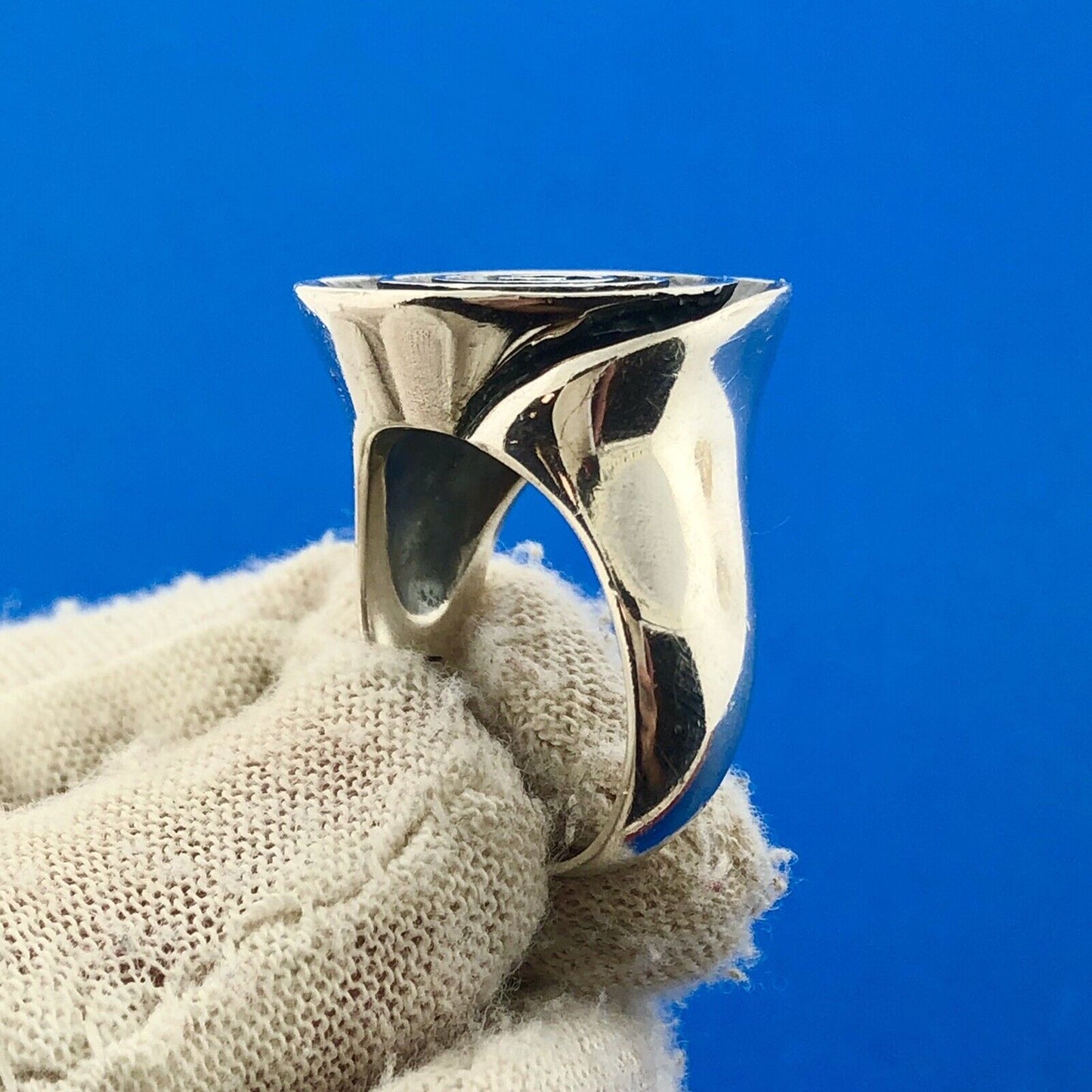 Modernist Designer 925 Sterling Silver Infinity Swirl Crop Circle Statement Ring