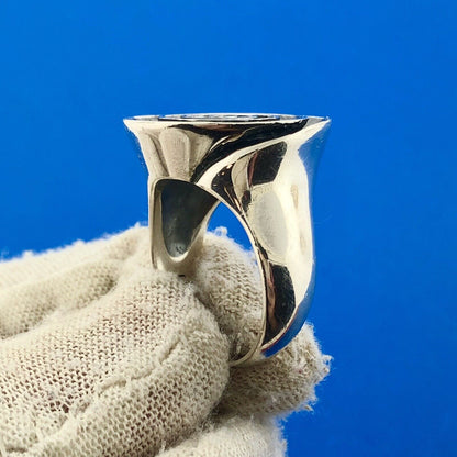 Modernist Designer 925 Sterling Silver Infinity Swirl Crop Circle Statement Ring