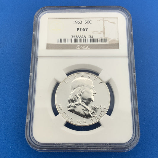 1963 Franklin Silver Proof Half Dollar 50c $.50 Better Key Philadelphia NGC PF67