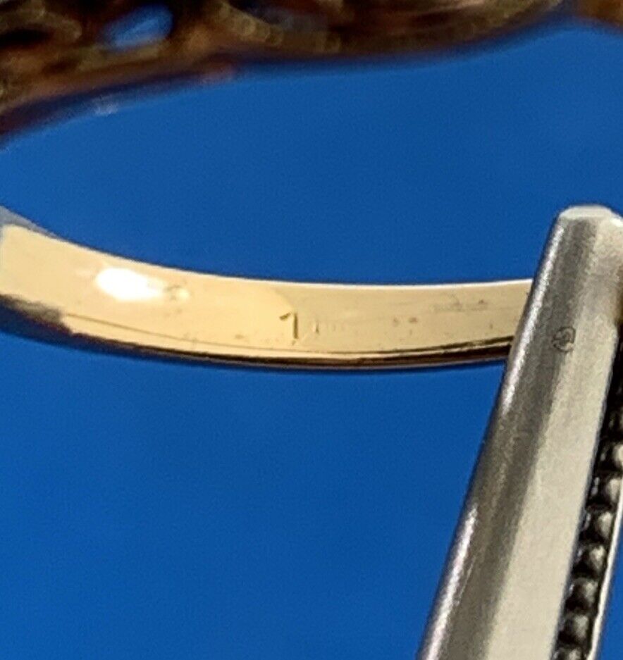 Vintage 14K Yellow Rose Gold Diamond Flower Textured Band Ring