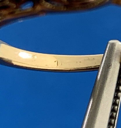 Vintage 14K Yellow Rose Gold Diamond Flower Textured Band Ring