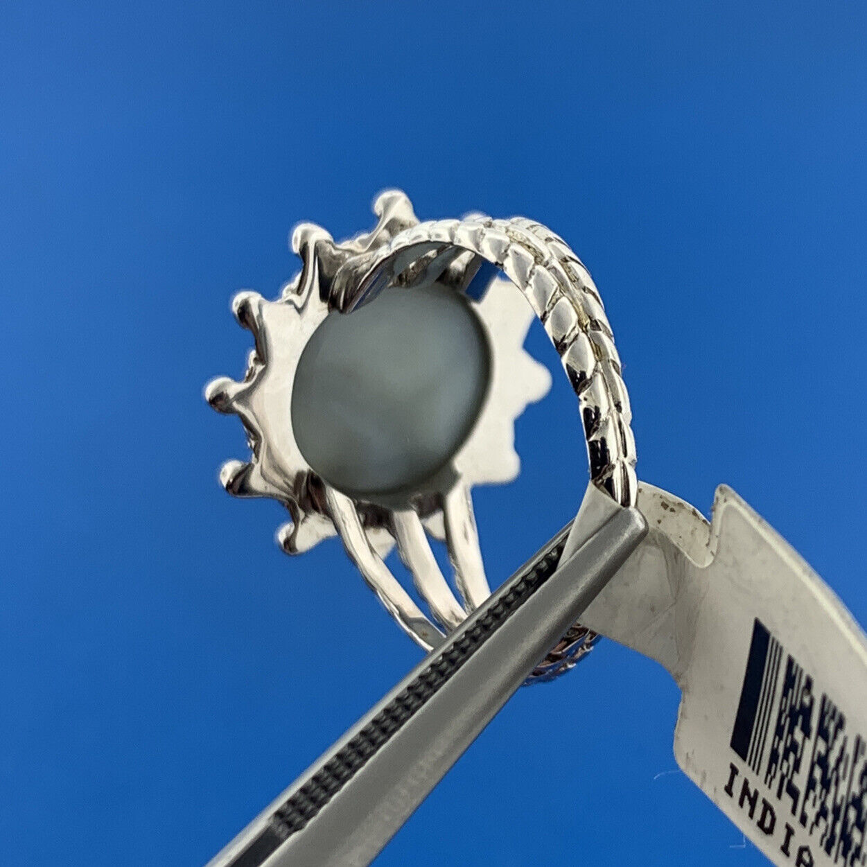 Designer RGN 925 Sterling Silver Druzy Quartz Round Cabochon Solitaire Ring NWT