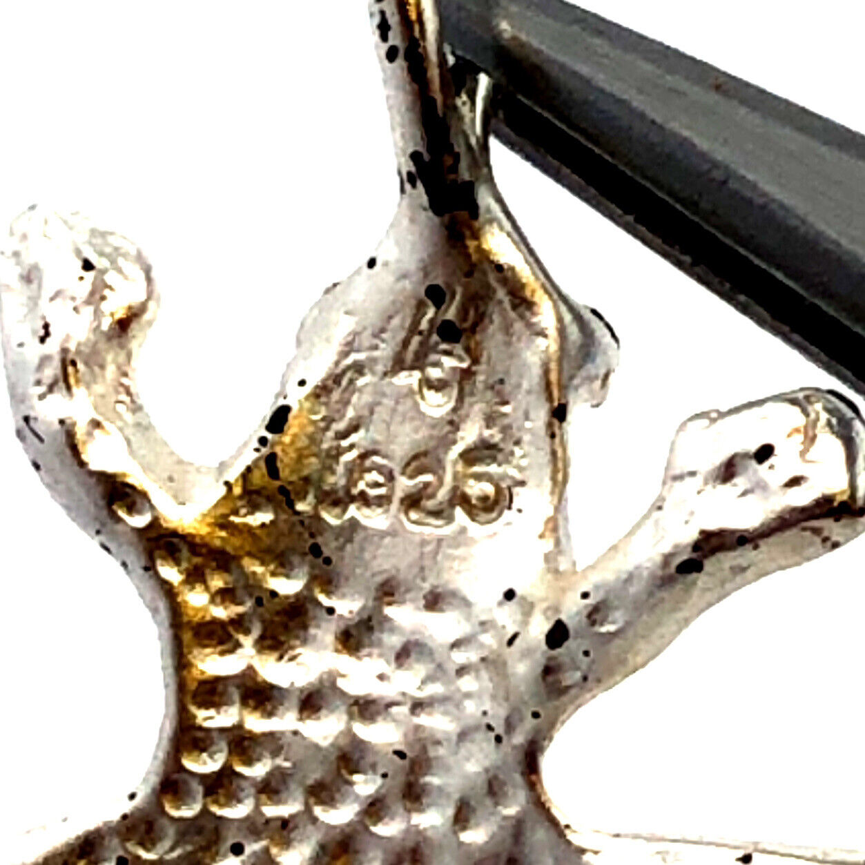 Designer Vintage 925 Sterling Silver Jumping Frog Amphibian Pendant