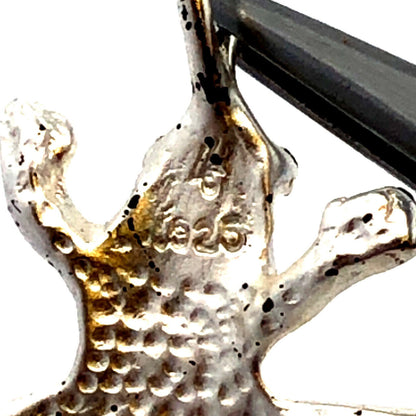 Designer Vintage 925 Sterling Silver Jumping Frog Amphibian Pendant