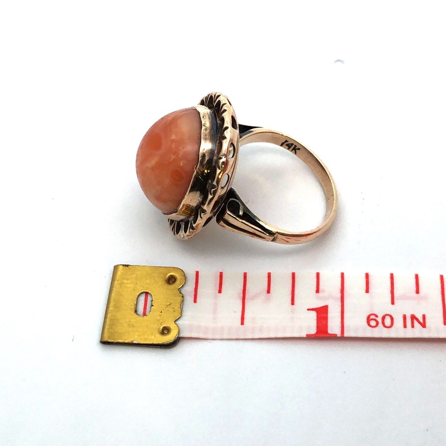 Vintage 14K Yellow Gold Oval Cabochon Orange Mexican Fire Opal Cocktail Ring