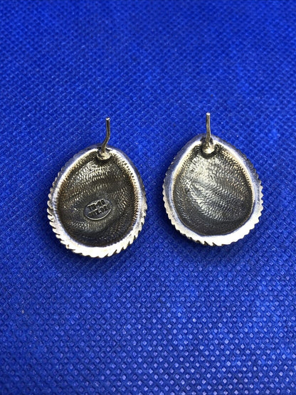 Taxco Mexico 925 Sterling Silver Chunky Teardrop Floral Stud Earrings