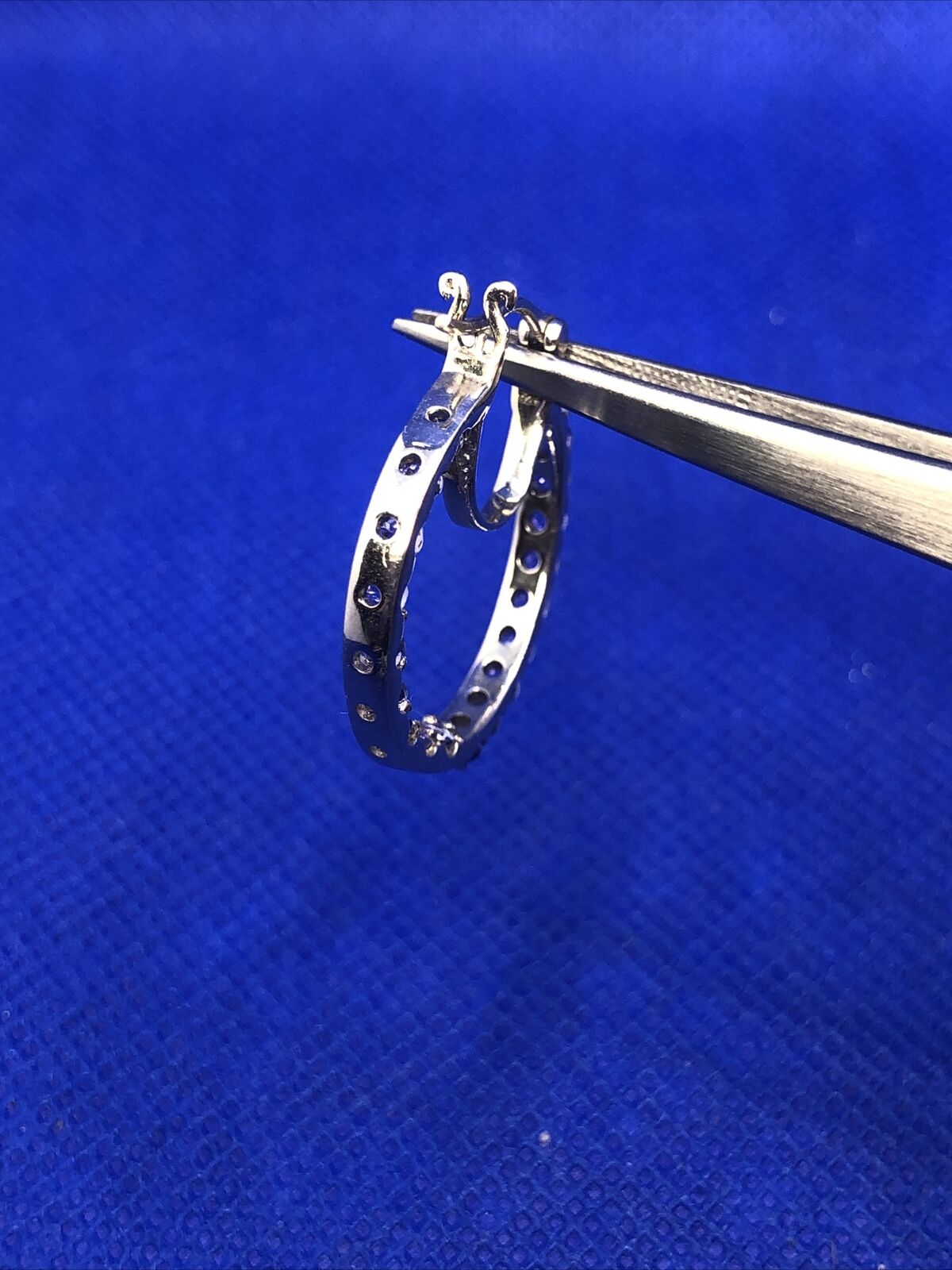 Designer D'Joy 925 Sterling Silver Purple Tanzanite Round In/Out Hoop Earrings