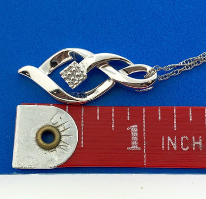 Designer 925 Sterling Silver Diamond Infinity Eternity Anniversary Necklace