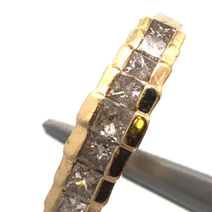 Gorgeous 14k Yellow Gold Princess Cut Diamond Waterfall Cascade Ring Size 6.5