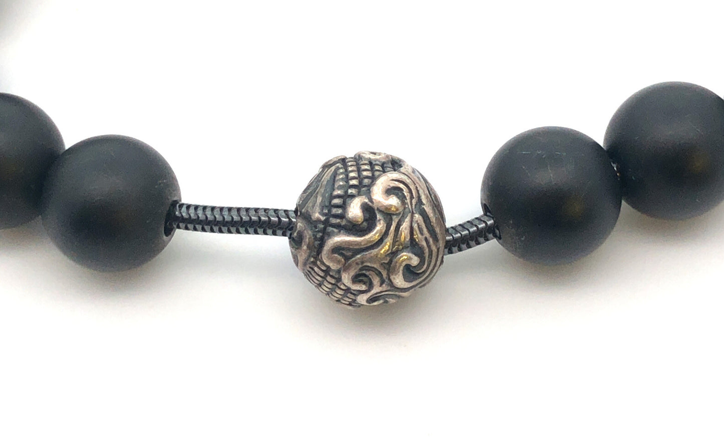 David Yurman 925 Sterling Silver Black Onyx Bijoux Spiritual Beads Bracelet