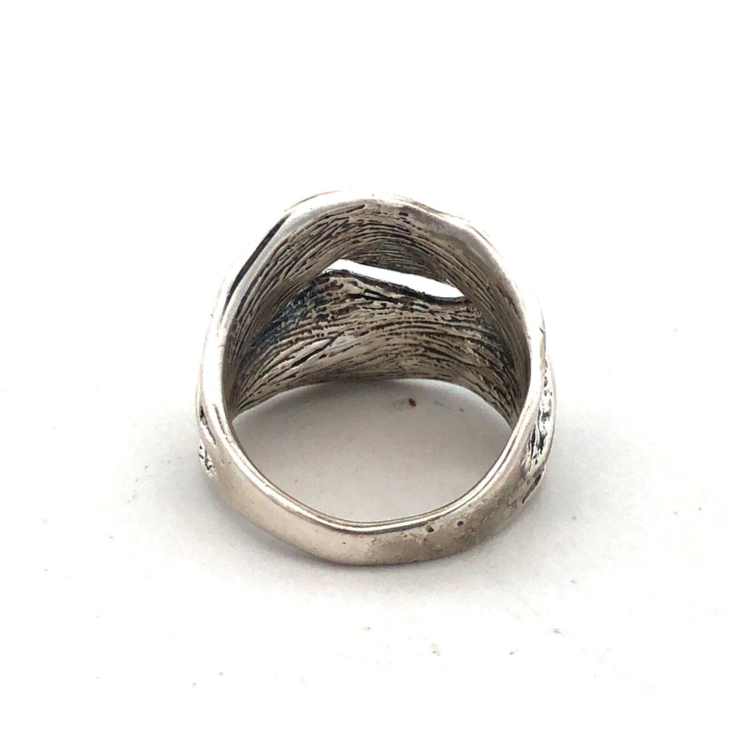 Designer Hagit Gorali Israel 925 Sterling Silver Textured Wave Wide Band Ring