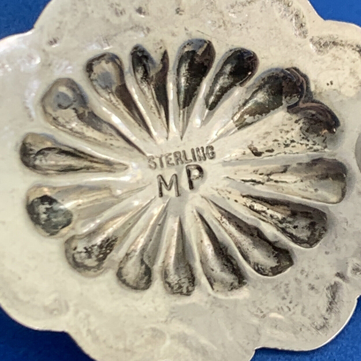 Native American Michael Perry 925 Sterling Silver Turquoise Concho Stud Earrings